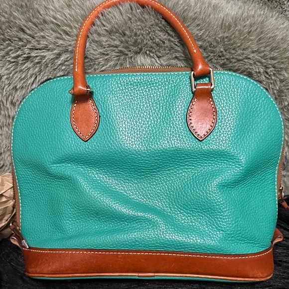 Dooney & Bourke Turquoise and Brown Satchel Shoulder Purse - Picture 9 of 12